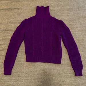 Vintage JEANNE PIERRE Purple Cable Knit Wool Turtleneck Sweater